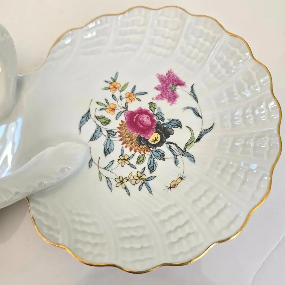 Vintage Haviland Limoge France Pondichery Handled Floral Double Shell Dish 1958